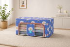 Foldable Steel Frame Clothes Storage Organizer Bag with Zipper & Transparent Window | Premium Oxford Fabric Storage Box for Wardrobe, Closet, Sarees, Blankets, Bed Sheets & Clothes