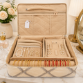 Jewellery Organizer Box with 6 Transparent Zipper Pouches & Satin Case
