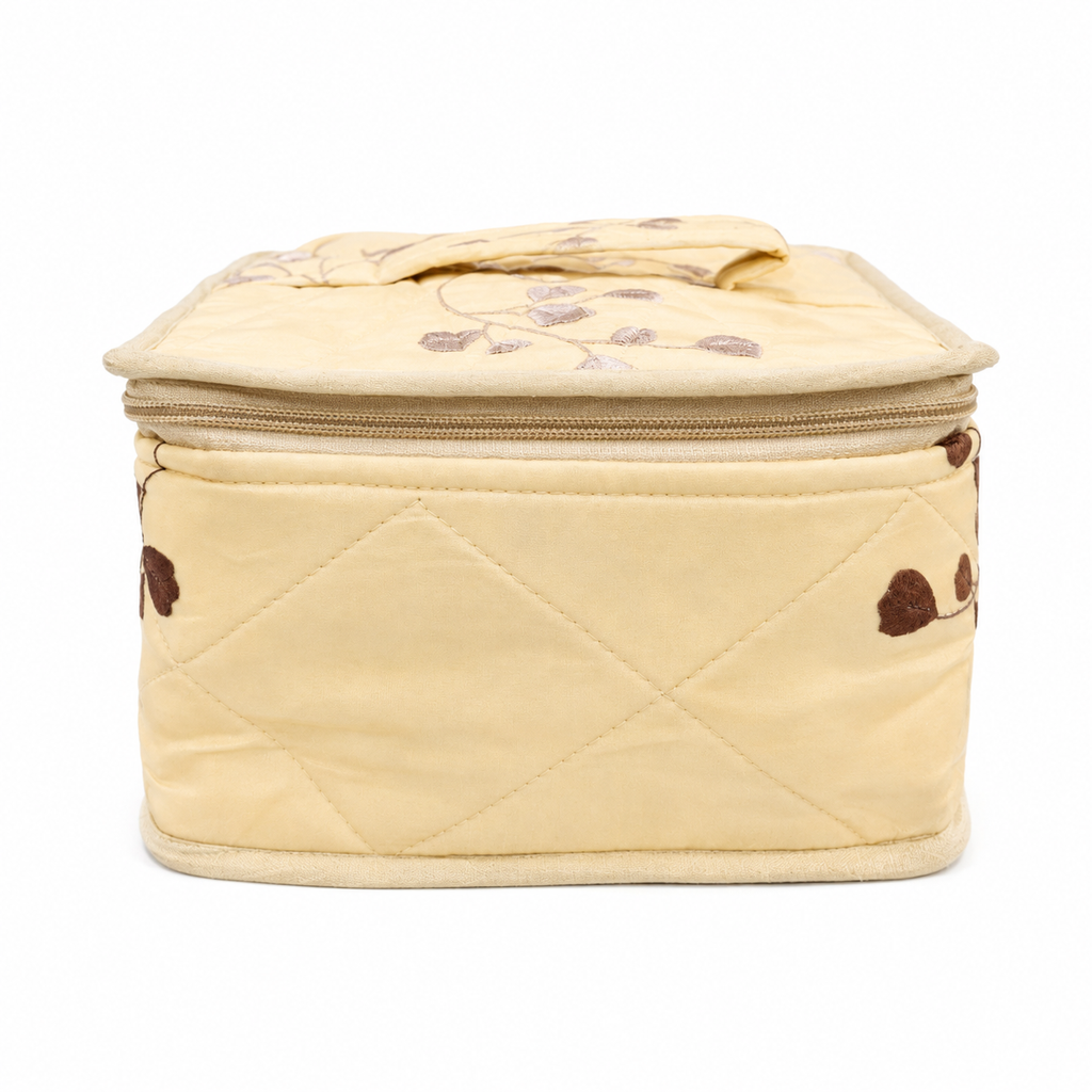 Jewellery Organizer Box with 6 Transparent Zipper Pouches & Satin Storage Case