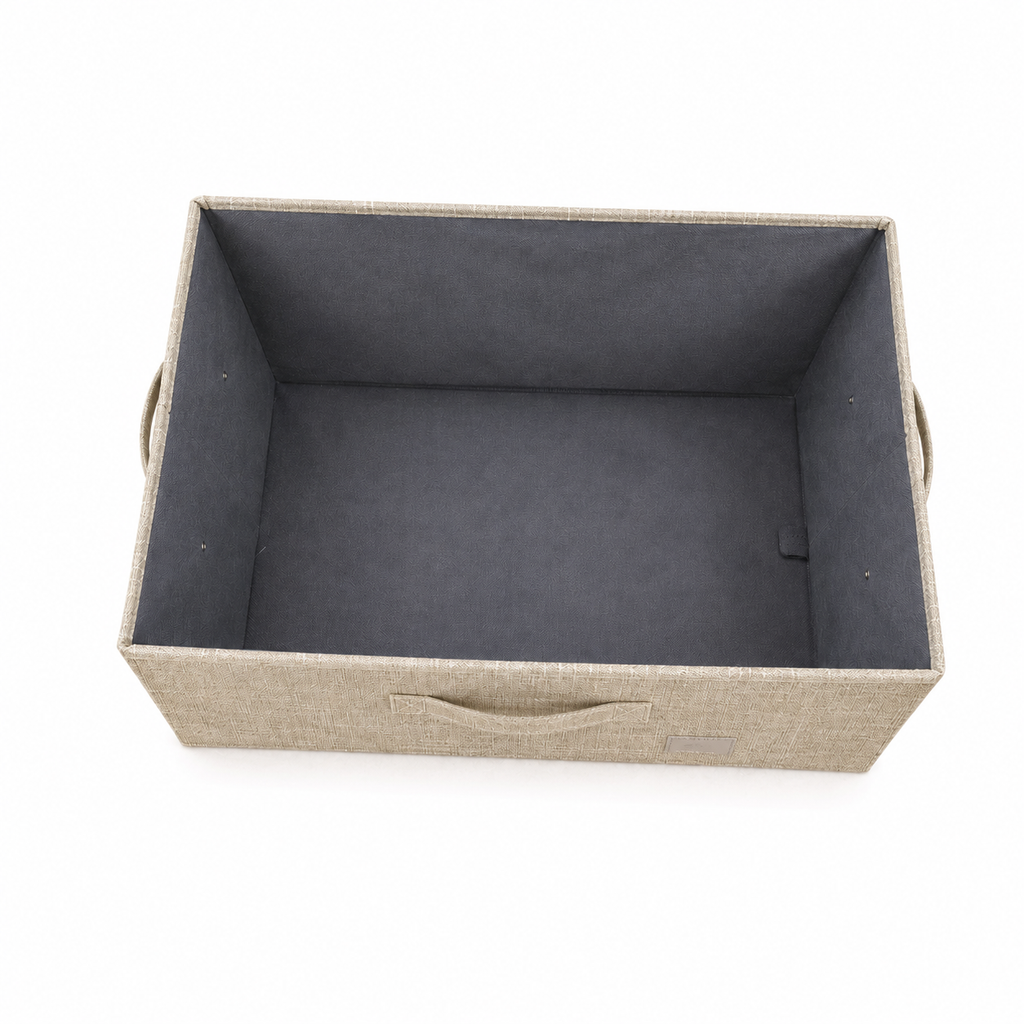 Collapsible Storage Box with Lid, Fabric Storage Box for Clothes, Wardrobe Storage (31x 45 x 30 cm) Grey