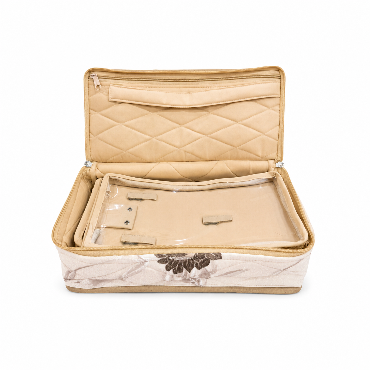 Jewellery Organizer Box with Satin Fabric & Carry Handle 32.5×16×11 cm