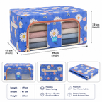 Foldable Steel Frame Clothes Storage Organizer Bag with Zipper & Transparent Window | Premium Oxford Fabric Storage Box for Wardrobe, Closet, Sarees, Blankets, Bed Sheets & Clothes