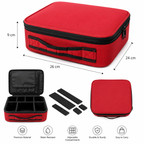 Professional Makeup Organizer Case with Adjustable Compartments, Travel Cosmetic Storage Bag for Women & Girls, Portable Vanity Pouch with Brush Holder, 9 x 26 x 24 Inches (Red)