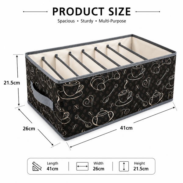 8 Grid Cloth Organizer Box with Transparent Waterproof Lid | Foldable Storage Box for Jeans, T-Shirts, Sarees, Towels & Winterwear | Wardrobe, Closet & Underbed Storage | White (Set Of 2)