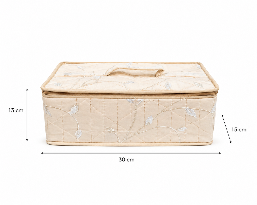 Jewellery Organizer Box with Multiple Storage Pouches & Satin Fabric