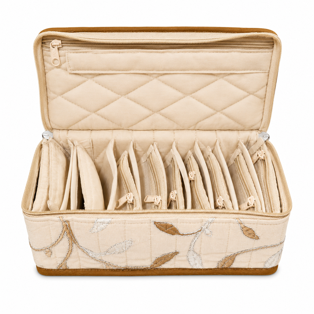 Floral Multipurpose Storage Organizer with 3 Transparent Zipper Pouches
