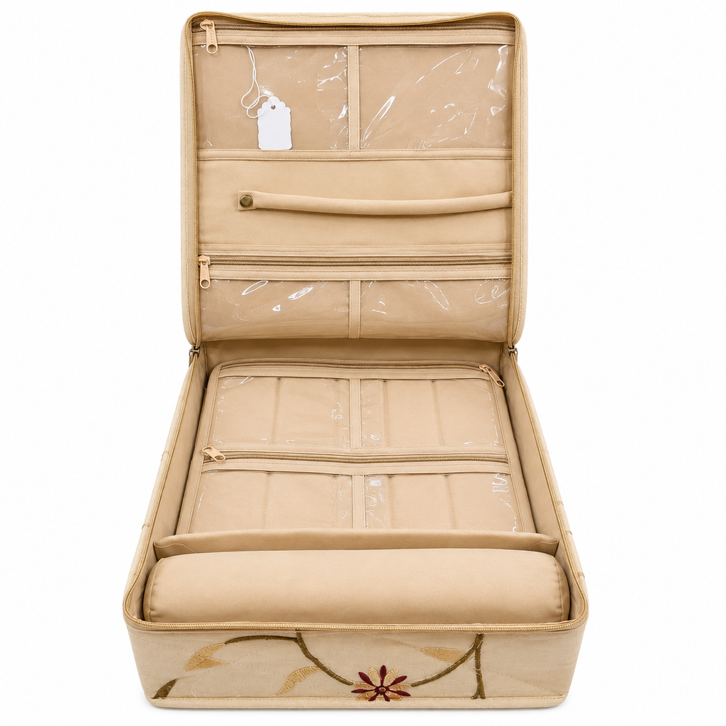 Floral Quilt Storage Organizer Box with Zipper Closure – 30 × 33 × 10 cm