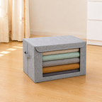 Foldable Cloth Organizer Storage Box for Wardrobe, Closet Basket Bin Organiser for Books, Toys, Other Supplies With Lid (Grey)