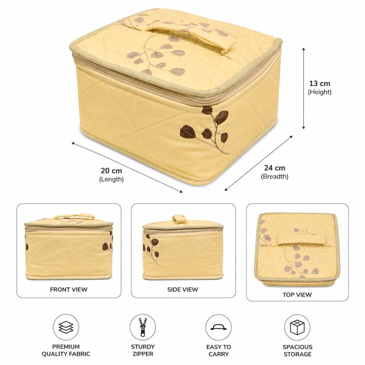 Jewellery Organizer Box with 6 Transparent Zipper Pouches & Satin Storage Case