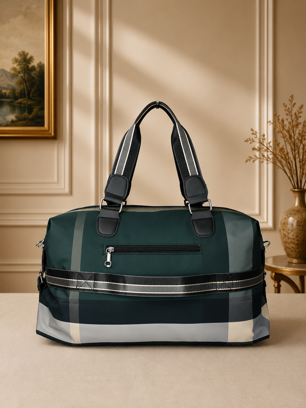 Premium Check Pattern Travel Duffle Bag