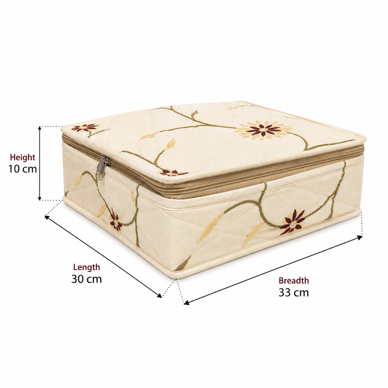 Floral Quilt Storage Organizer Box with Zipper Closure – 30 × 33 × 10 cm