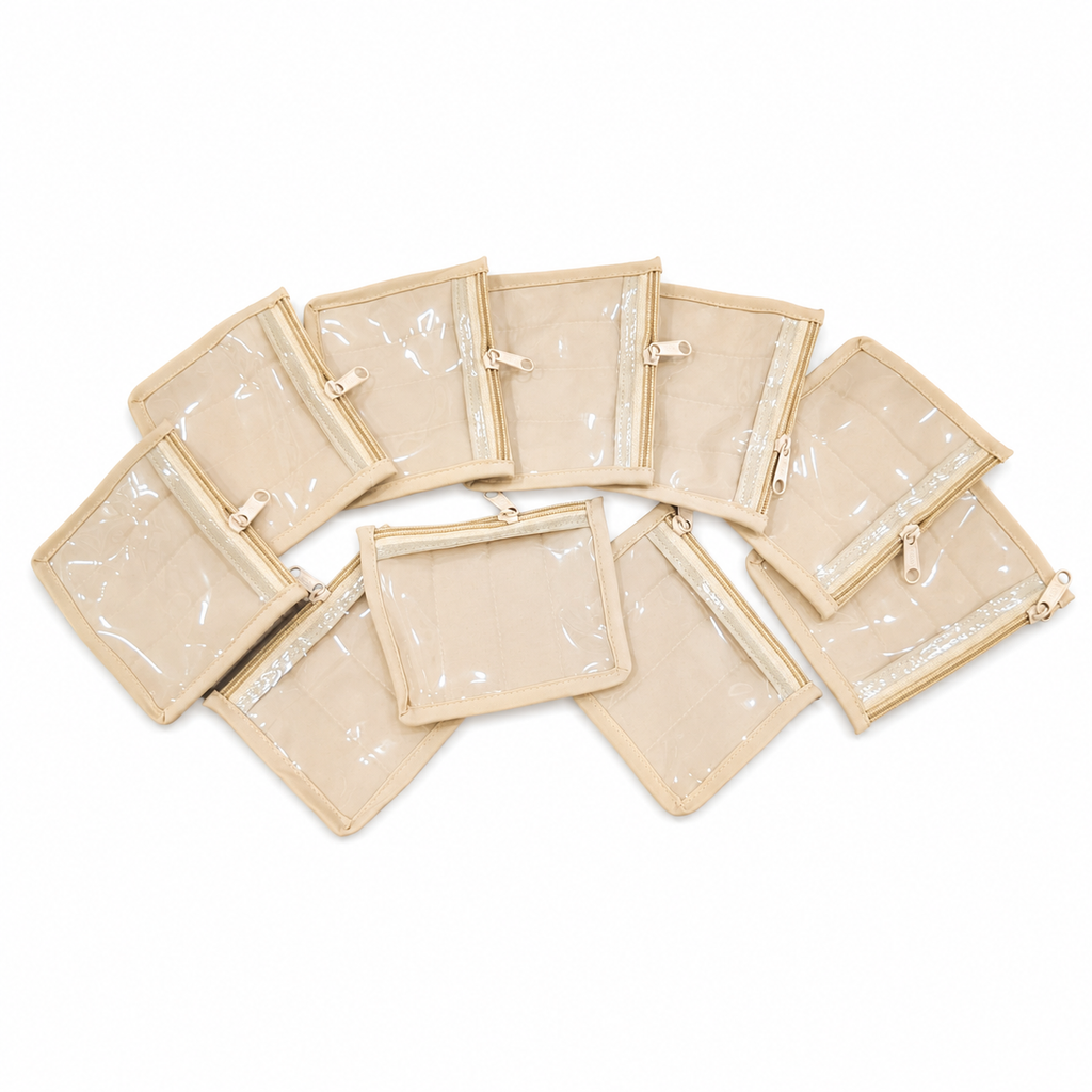 Jewellery Organizer Box with Multiple Storage Pouches & Satin Fabric