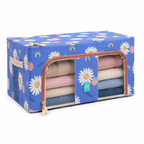 Foldable Steel Frame Clothes Storage Organizer Bag with Zipper & Transparent Window | Premium Oxford Fabric Storage Box for Wardrobe, Closet, Sarees, Blankets, Bed Sheets & Clothes