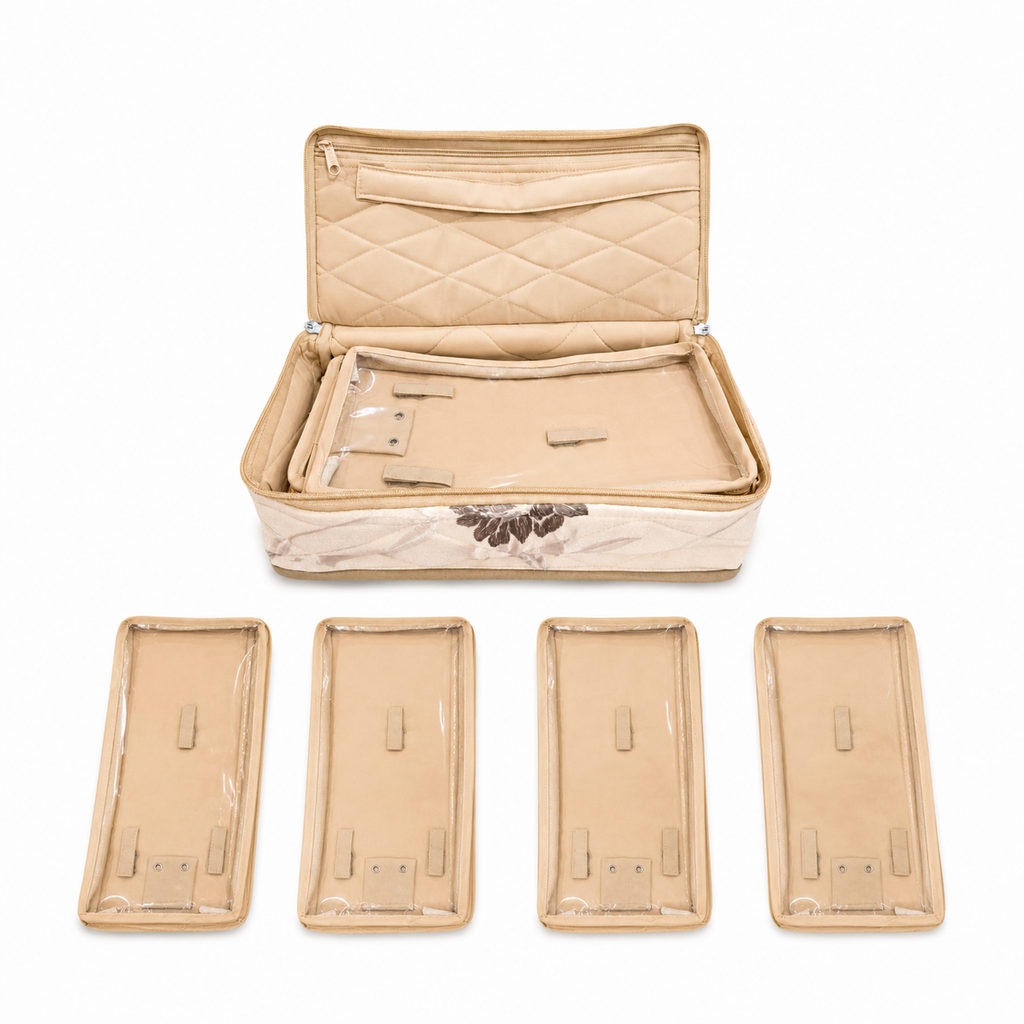 Jewellery Organizer Box with Satin Fabric & Carry Handle 32.5×16×11 cm