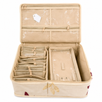 Jewellery Organizer Box with 6 Clear Zipper Pouches & Satin Storage Case
