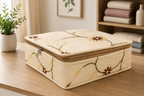 Floral Quilt Storage Organizer Box with Zipper Closure – 30 × 33 × 10 cm